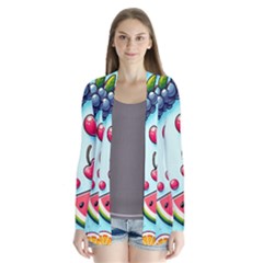 Fruits Sweet Pattern Drape Collar Cardigan by Ravend