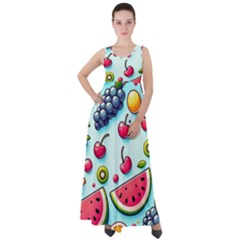 Fruits Sweet Pattern Empire Waist Velour Maxi Dress by Ravend