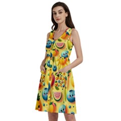 Fruits Fresh Sweet Pattern Sleeveless Dress With Pocket by Ravend