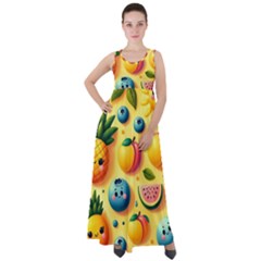 Fruits Fresh Sweet Pattern Empire Waist Velour Maxi Dress by Ravend