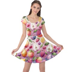 Fruits Apple Strawberry Raspberry Cap Sleeve Dress by Ravend