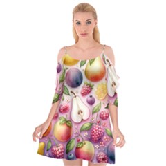 Fruits Apple Strawberry Raspberry Cutout Spaghetti Strap Chiffon Dress by Ravend