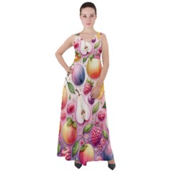 Fruits Apple Strawberry Raspberry Empire Waist Velour Maxi Dress by Ravend