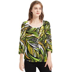 Foliage Pattern Texture Background Chiffon Quarter Sleeve Blouse by Ravend