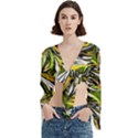 Foliage Pattern Texture Background Trumpet Sleeve Cropped Top View1