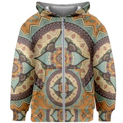 Mandala Floral Decorative Flower Art Kids  Zipper Hoodie Without Drawstring by Ravend