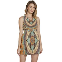 Mandala Floral Decorative Flower Art Sleeveless High Waist Mini Dress by Ravend