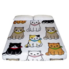 Cat Kitten Seamless Pattern Fitted Sheet (queen Size) by Grandong