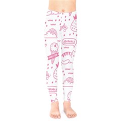 Cute Girly Seamless Pattern Kids  Leggings by Grandong