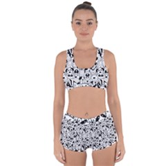 Seamless Pattern With Black White Doodle Dogs Racerback Boyleg Bikini Set by Grandong