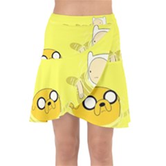 Adventure Time Jake The Dog Finn The Human Artwork Yellow Wrap Front Skirt by Sarkoni