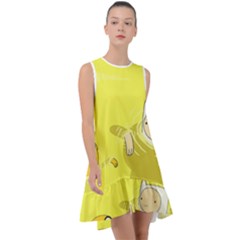 Adventure Time Jake The Dog Finn The Human Artwork Yellow Frill Swing Dress by Sarkoni