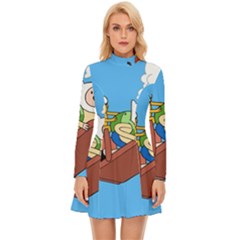 Cartoon Adventure Time Jake And Finn Long Sleeve Velour Longline Dress by Sarkoni