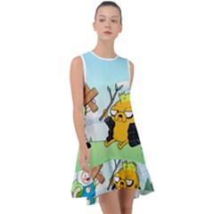 Adventure Time Finn And Jake Cartoon Network Parody Frill Swing Dress by Sarkoni