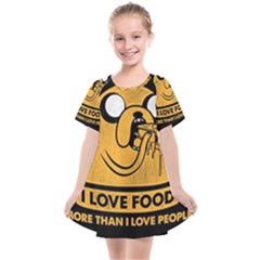 Adventure Time Jake  I Love Food Kids  Smock Dress by Sarkoni