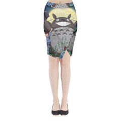 Illustration Anime Cartoon My Neighbor Totoro Midi Wrap Pencil Skirt by Sarkoni