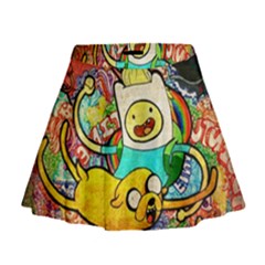 Painting Illustration Adventure Time Psychedelic Art Mini Flare Skirt by Sarkoni