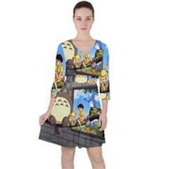 My Neighbor Totoro Quarter Sleeve Ruffle Waist Dress by Sarkoni