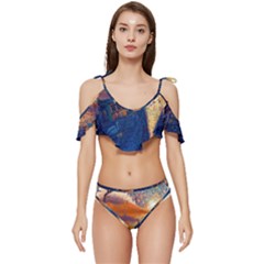 Digital Art Fantasy Impressionism Painting Ship Boat Psychedelic Peacock Mushroom Flamingos Hipwreck Ruffle Edge Tie Up Bikini Set	 by Sarkoni