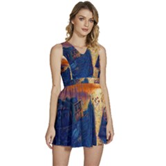 Digital Art Fantasy Impressionism Painting Ship Boat Psychedelic Peacock Mushroom Flamingos Hipwreck Sleeveless High Waist Mini Dress by Sarkoni