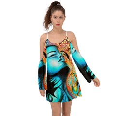 Color Detail Dream Fantasy Neon Psychedelic Teaser Boho Dress by Sarkoni