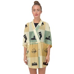 Egyptian Flat Style Icons Half Sleeve Chiffon Kimono by Bedest