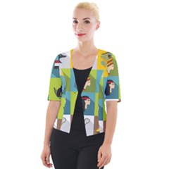 Egypt Travel Items Icons Set Flat Style Cropped Button Cardigan by Bedest