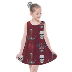 Tattoo Old School Background Pattern Kids  Summer Dress by Bedest