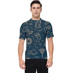 Dark Seamless Pattern Symbols Landmarks Sign Egypt Men s Short Sleeve Rash Guard by Bedest