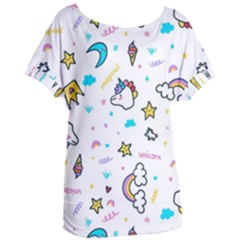 Unicorns Rainbows Seamless Pattern Women s Oversized T-shirt by Bedest