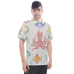 Underwater Seamless Pattern Light Background Funny Men s Polo T-shirt by Bedest