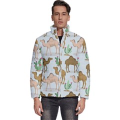 Camels Cactus Desert Pattern Men s Puffer Bubble Jacket Coat by Hannah976