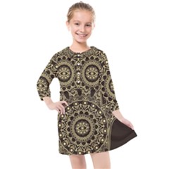 Hamsa Hand Drawn Symbol With Flower Decorative Pattern Kids  Quarter Sleeve Shirt Dress by Hannah976