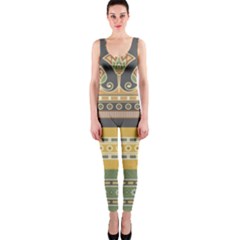 Seamless Pattern Egyptian Ornament With Lotus Flower One Piece Catsuit by Hannah976