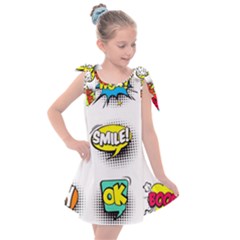 Set Colorful Comic Speech Bubbles Kids  Tie Up Tunic Dress by Hannah976