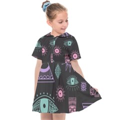 Vintage Seamless Pattern With Tribal Art African Style Drawing Kids  Sailor Dress by Hannah976