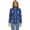 Santa Clauses Wallpaper Women s Puffer Bubble Jacket Coat View1