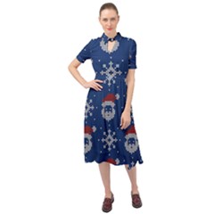 Santa Clauses Wallpaper Keyhole Neckline Chiffon Dress by artworkshop