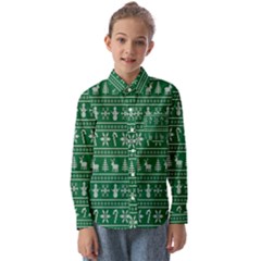 Wallpaper Ugly Sweater Backgrounds Christmas Kids  Long Sleeve Shirt by artworkshop