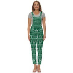 Wallpaper Ugly Sweater Backgrounds Christmas Women s Pinafore Overalls Jumpsuit by artworkshop