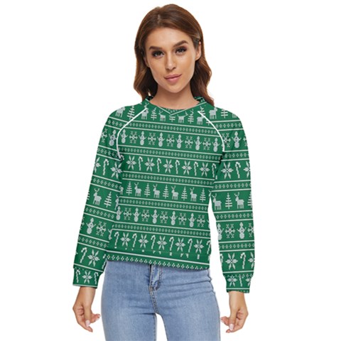 Wallpaper Ugly Sweater Backgrounds Christmas Women s Long Sleeve Raglan T-shirt by artworkshop