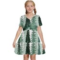 Tree Watercolor Painting Pine Forest Kids  Short Sleeve Tiered Mini Dress View1