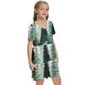 Tree Watercolor Painting Pine Forest Kids  Short Sleeve Tiered Mini Dress View3