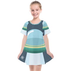 Illustration Ufo Alien  Unidentified Flying Object Kids  Smock Dress by Sarkoni