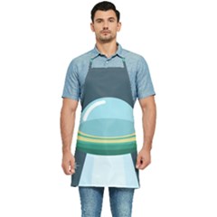 Illustration Ufo Alien  Unidentified Flying Object Kitchen Apron by Sarkoni