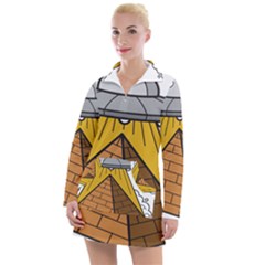 Unidentified Flying Object Ufo Under The Pyramid Women s Long Sleeve Casual Dress by Sarkoni