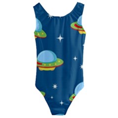 Seamless Pattern Ufo With Star Space Galaxy Background Kids  Cut-out Back One Piece Swimsuit by Bedest