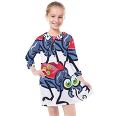 Bug Black Insect Animal Kids  Quarter Sleeve Shirt Dress by Sarkoni