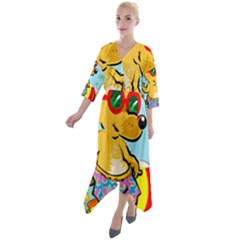 Beach Chihuahua Dog Pet Animal Quarter Sleeve Wrap Front Maxi Dress by Sarkoni