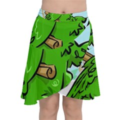 Parrot Hat Cartoon Captain Chiffon Wrap Front Skirt by Sarkoni